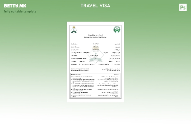 Модерен стил Шаблон за виза за Саудиска Арабија во Word и Pdf формати, шаблон  1